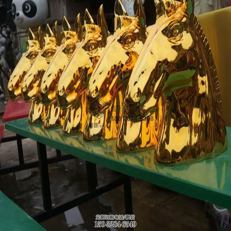 环境马头雕塑 园林头像雕塑摆件订做 空间玻璃钢马头雕塑精品