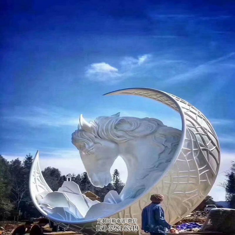 马头雕塑环形 头像雕塑定制预定 景观艺术不锈钢马头雕塑承接