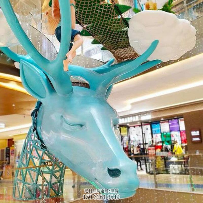 镜面鹿头雕塑 园林头像雕塑摆件订做 城市广场雕塑提供