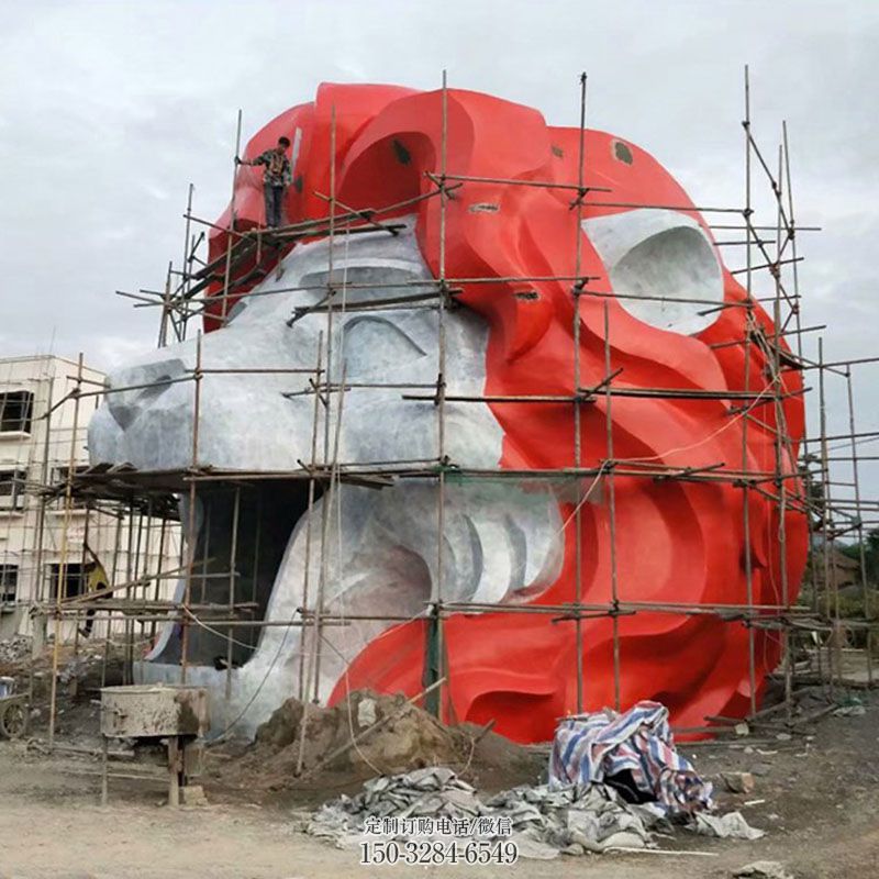 门口狮子头雕塑 地产精神堡垒头像雕塑批发 主题雕塑提供
